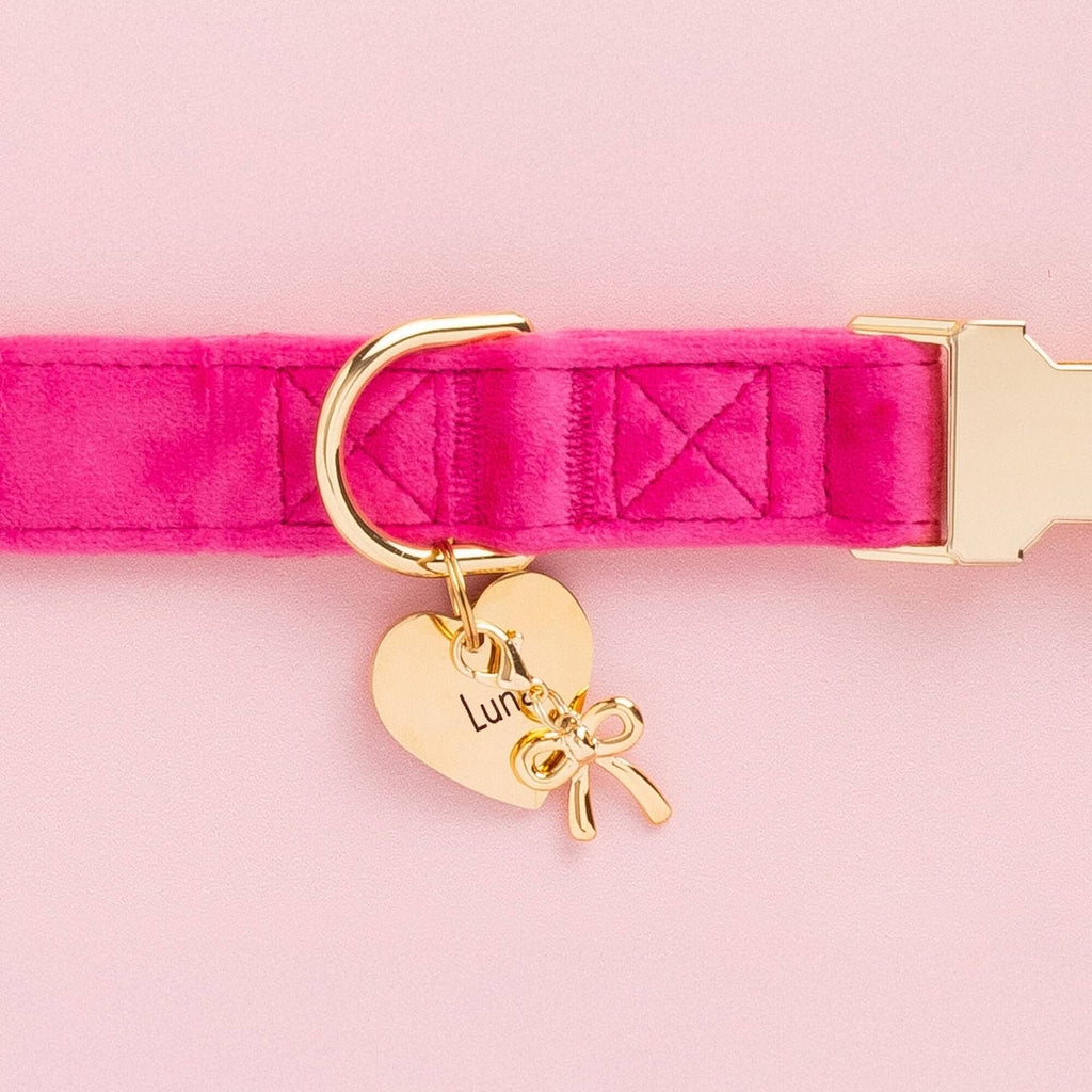 Hot Pink Velvet Dog Collar