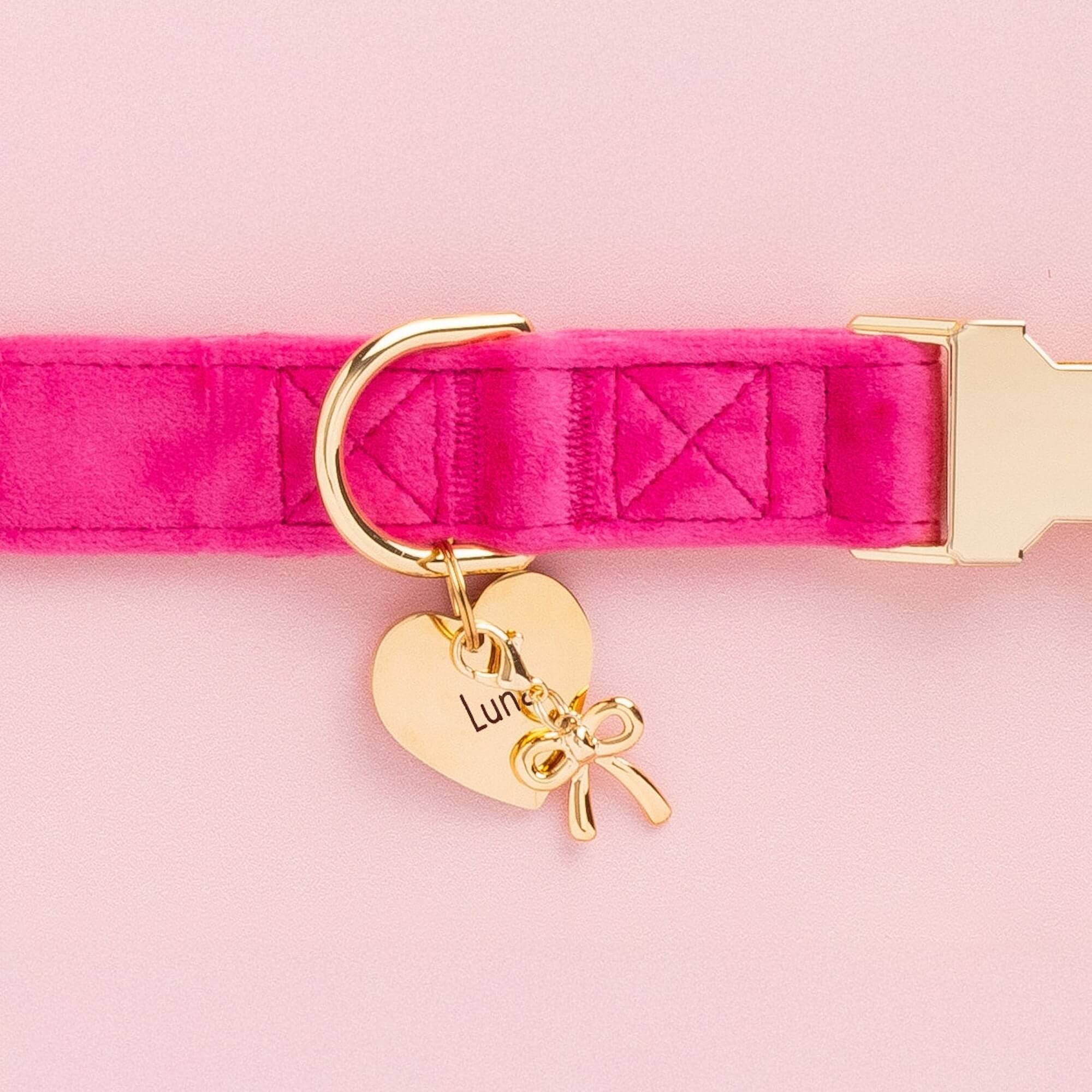 Hot Pink Velvet Dog Collar