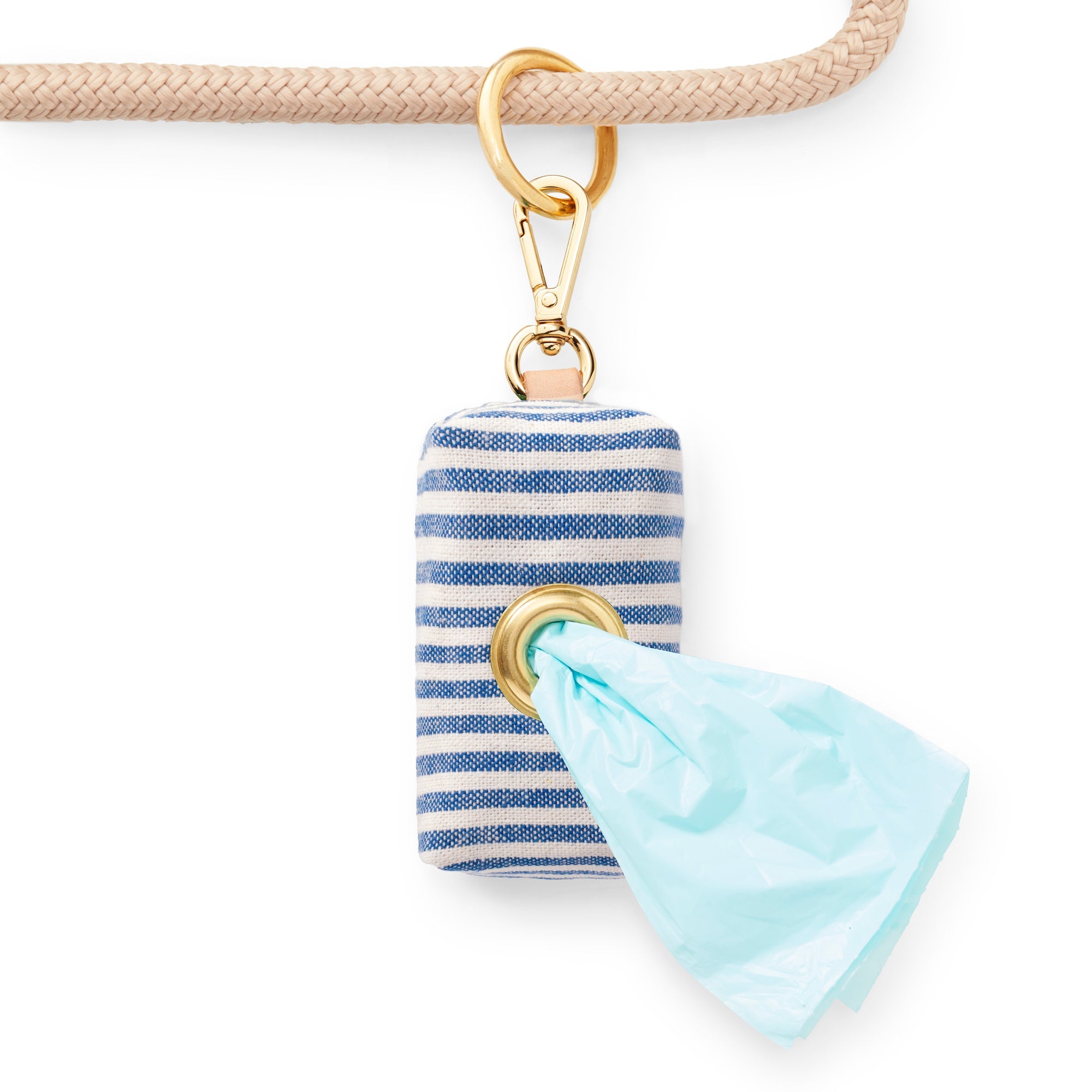 Lake Blue Stripe Waste Bag Holder
