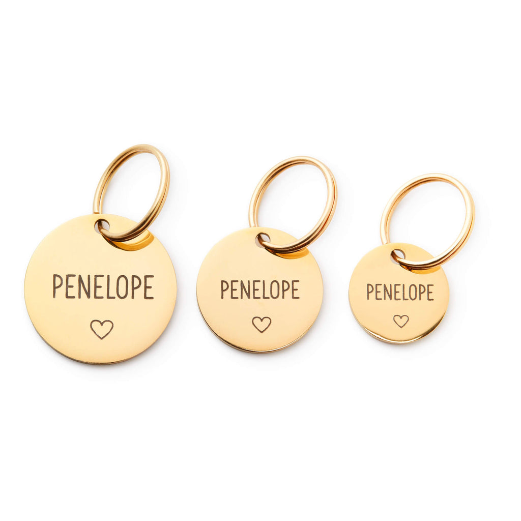 Circle Pet ID Tag: Heart Icon